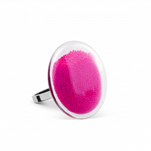 Glass ring - Galet Mini Billes Pink