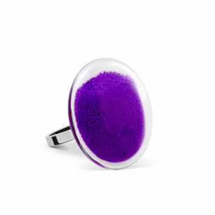 Bague en verre soufflée - Galet Mini Billes Violet