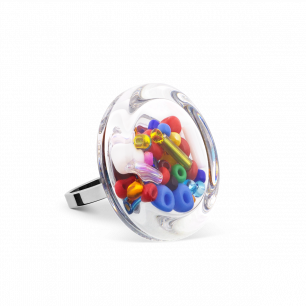 Anello in vetro - Cachou Mini Billes Multicolore