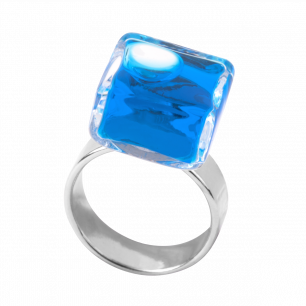 Glass ring - Carré Nano Transparent Royal blue