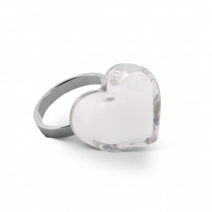 Glass ring - Coeur Nano Milk White