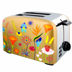 Toaster with European plug - Toast'in Jardin Fleuri Gold