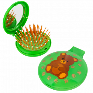 2 in 1 hairbrush and mirror - Lady Retro Kids Brown bear