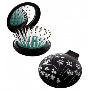 2 in 1 hairbrush and mirror - Lady Retro Black Board