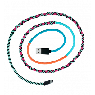 USB Type C Cable - Salsa Pink / Blue